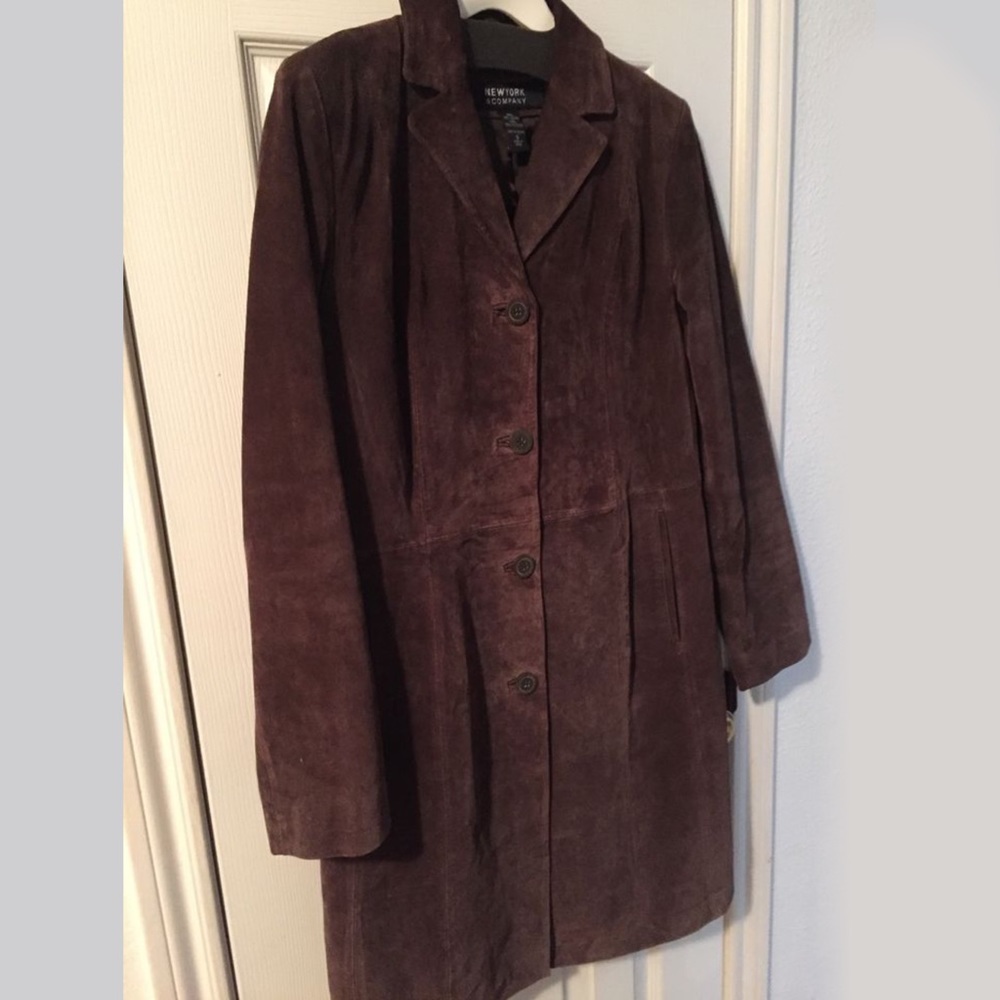 New York & Company Brown Suede Leather Women's Jacket